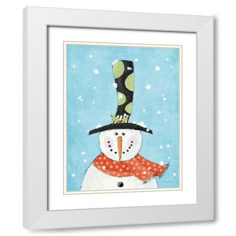 Snowman III White Modern Wood Framed Art Print with Double Matting by Marrott, Stephanie