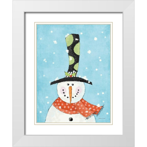 Snowman III White Modern Wood Framed Art Print with Double Matting by Marrott, Stephanie