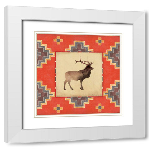 Elk Blanket White Modern Wood Framed Art Print with Double Matting by Marrott, Stephanie