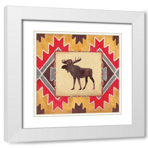 Moose Blanket White Modern Wood Framed Art Print with Double Matting by Marrott, Stephanie