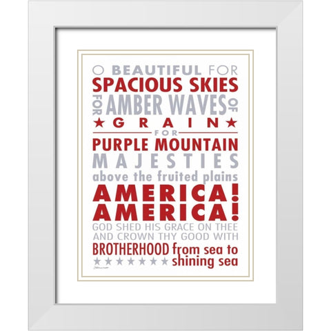 O Beautiful I White Modern Wood Framed Art Print with Double Matting by Marrott, Stephanie