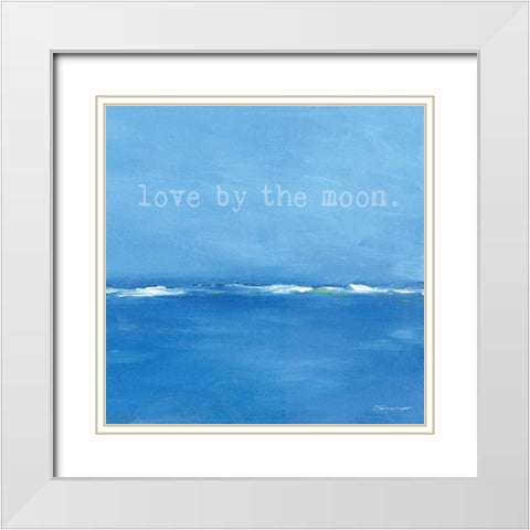 Love By The Moon White Modern Wood Framed Art Print with Double Matting by Marrott, Stephanie