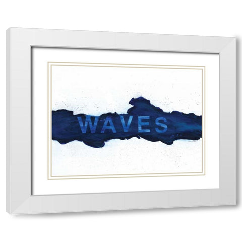 Blue Waves White Modern Wood Framed Art Print with Double Matting by Marrott, Stephanie