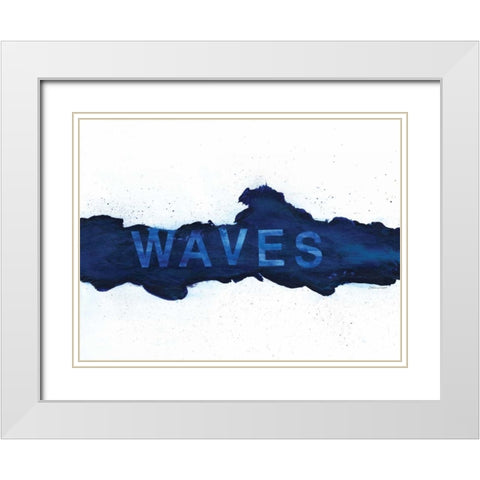 Blue Waves White Modern Wood Framed Art Print with Double Matting by Marrott, Stephanie