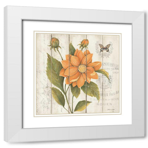 Victorian Dahlia White Modern Wood Framed Art Print with Double Matting by Marrott, Stephanie