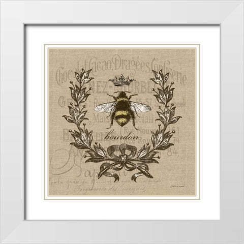 Laurel on Burlap White Modern Wood Framed Art Print with Double Matting by Marrott, Stephanie