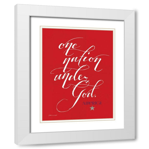 One Nation Red White Modern Wood Framed Art Print with Double Matting by Marrott, Stephanie