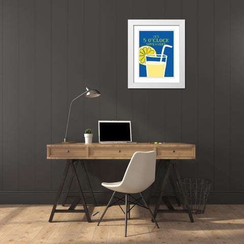 5 OClock White Modern Wood Framed Art Print with Double Matting by Marrott, Stephanie