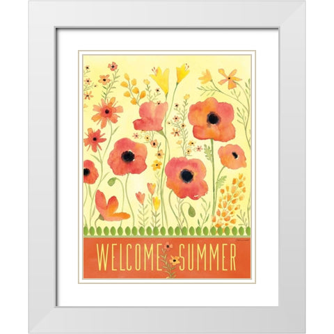 Welcome Summer White Modern Wood Framed Art Print with Double Matting by Marrott, Stephanie