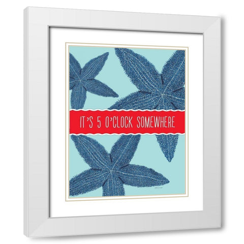 Starfish OClock White Modern Wood Framed Art Print with Double Matting by Marrott, Stephanie