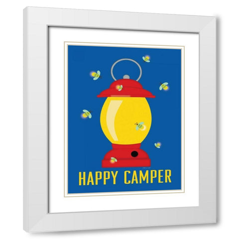 Lantern Camper White Modern Wood Framed Art Print with Double Matting by Marrott, Stephanie