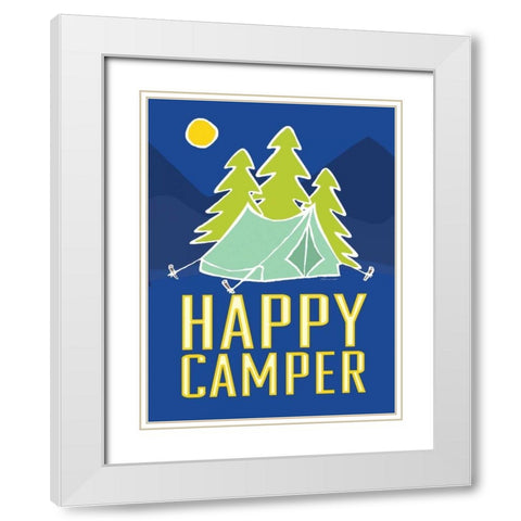 Happy Camper I White Modern Wood Framed Art Print with Double Matting by Marrott, Stephanie