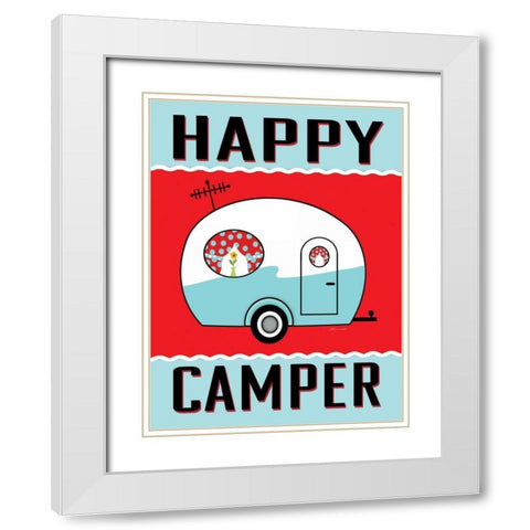 Happy Camper II White Modern Wood Framed Art Print with Double Matting by Marrott, Stephanie