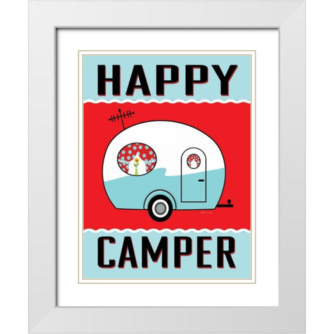 Happy Camper II White Modern Wood Framed Art Print with Double Matting by Marrott, Stephanie