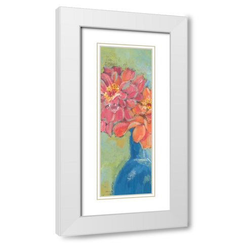 Gerbers in A Blue Vase White Modern Wood Framed Art Print with Double Matting by Marrott, Stephanie
