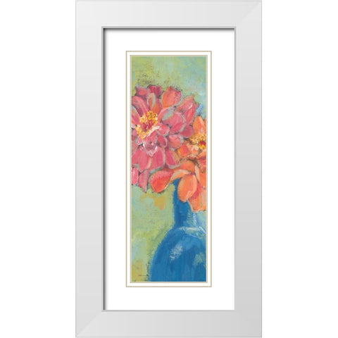 Gerbers in A Blue Vase White Modern Wood Framed Art Print with Double Matting by Marrott, Stephanie