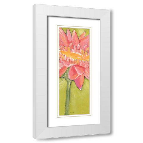 Pink Gerber White Modern Wood Framed Art Print with Double Matting by Marrott, Stephanie