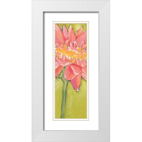 Pink Gerber White Modern Wood Framed Art Print with Double Matting by Marrott, Stephanie