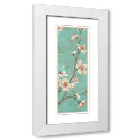 Blossoms on Blue White Modern Wood Framed Art Print with Double Matting by Marrott, Stephanie