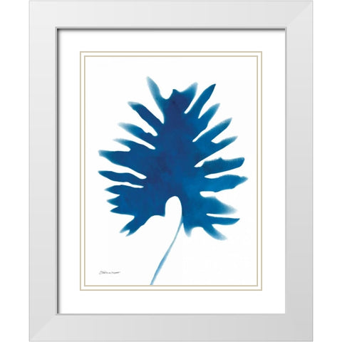Tropical Leaf in Blue White Modern Wood Framed Art Print with Double Matting by Marrott, Stephanie
