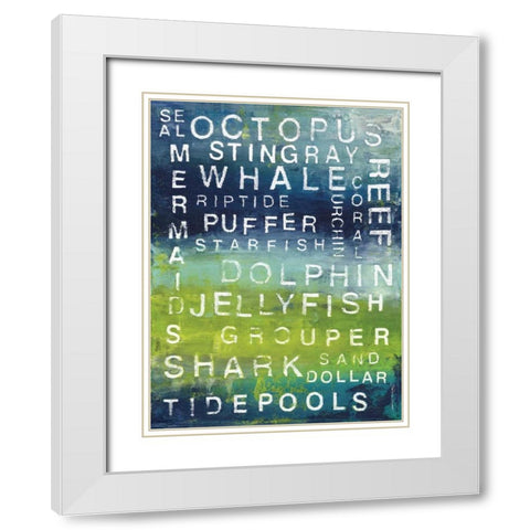 Sea Words White Modern Wood Framed Art Print with Double Matting by Marrott, Stephanie