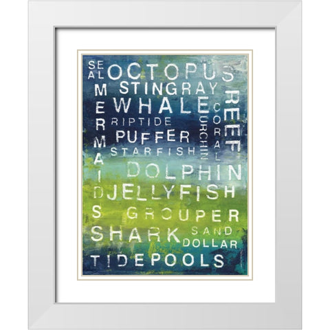 Sea Words White Modern Wood Framed Art Print with Double Matting by Marrott, Stephanie