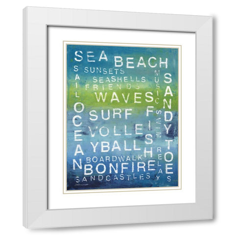 Beach Words White Modern Wood Framed Art Print with Double Matting by Marrott, Stephanie
