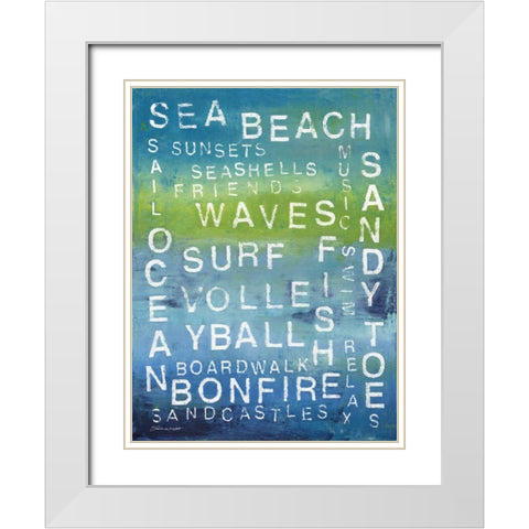 Beach Words White Modern Wood Framed Art Print with Double Matting by Marrott, Stephanie