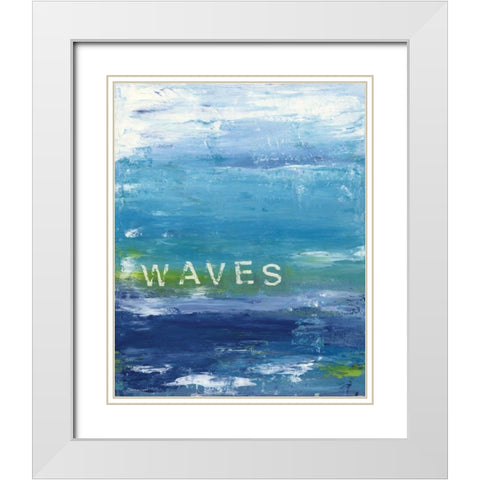 Waves White Modern Wood Framed Art Print with Double Matting by Marrott, Stephanie