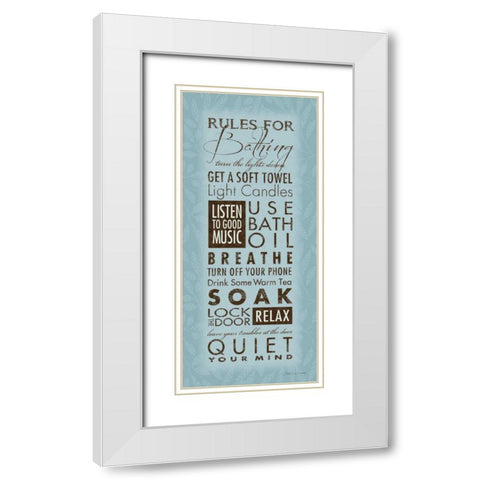 Rules For Bathing I White Modern Wood Framed Art Print with Double Matting by Marrott, Stephanie