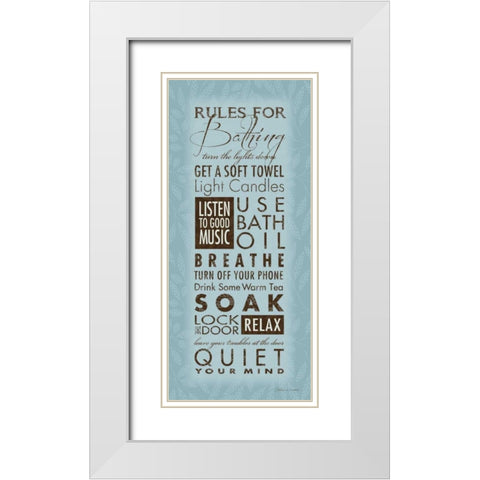 Rules For Bathing I White Modern Wood Framed Art Print with Double Matting by Marrott, Stephanie