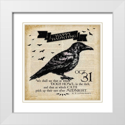Raven White Modern Wood Framed Art Print with Double Matting by Marrott, Stephanie