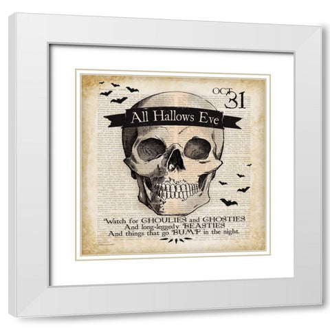 Skull White Modern Wood Framed Art Print with Double Matting by Marrott, Stephanie