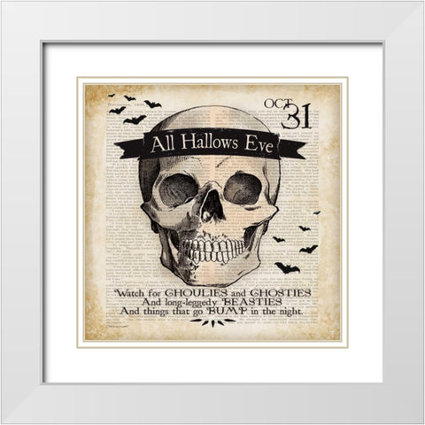 Skull White Modern Wood Framed Art Print with Double Matting by Marrott, Stephanie