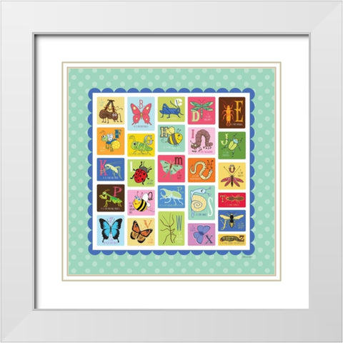 Bug Alphabet White Modern Wood Framed Art Print with Double Matting by Marrott, Stephanie