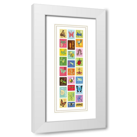 Bug Alphabet II White Modern Wood Framed Art Print with Double Matting by Marrott, Stephanie