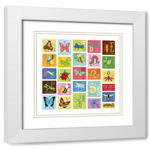 Bug Alphabet III White Modern Wood Framed Art Print with Double Matting by Marrott, Stephanie