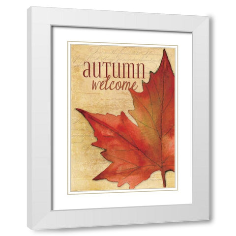Autumn Welcome I White Modern Wood Framed Art Print with Double Matting by Marrott, Stephanie
