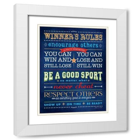 Winning Rules White Modern Wood Framed Art Print with Double Matting by Marrott, Stephanie