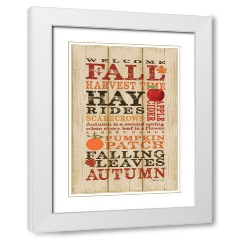 Welcome Fall White Modern Wood Framed Art Print with Double Matting by Marrott, Stephanie