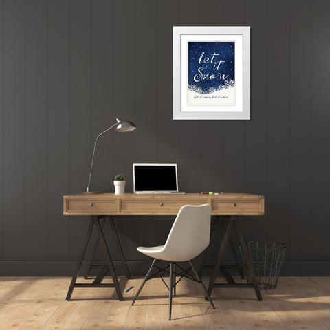 Let it Snow White Modern Wood Framed Art Print with Double Matting by Marrott, Stephanie