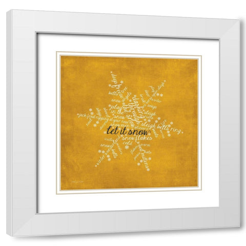 Snowflake White Modern Wood Framed Art Print with Double Matting by Marrott, Stephanie