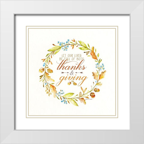 Thanks and Giving White Modern Wood Framed Art Print with Double Matting by Marrott, Stephanie