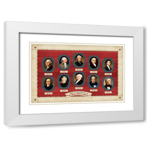 10 Presidents White Modern Wood Framed Art Print with Double Matting by Marrott, Stephanie