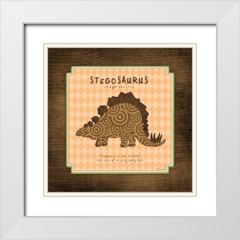 Stegosaurus White Modern Wood Framed Art Print with Double Matting by Marrott, Stephanie