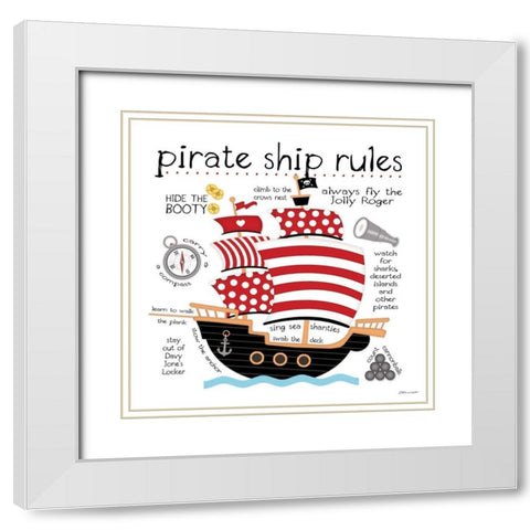 Pirate Ship Rules White Modern Wood Framed Art Print with Double Matting by Marrott, Stephanie