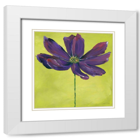 Purple Blooming I White Modern Wood Framed Art Print with Double Matting by Marrott, Stephanie