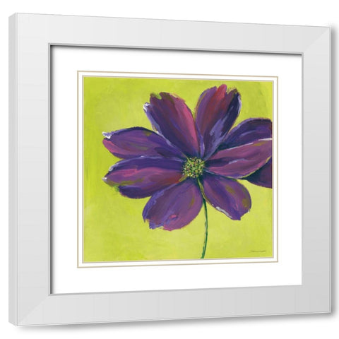 Purple Blooming III White Modern Wood Framed Art Print with Double Matting by Marrott, Stephanie