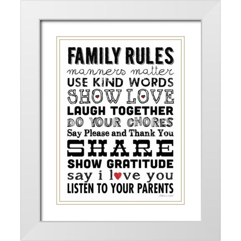 Family Rules White Modern Wood Framed Art Print with Double Matting by Marrott, Stephanie
