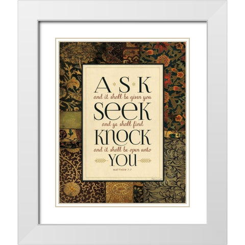 Ask Seek Knock White Modern Wood Framed Art Print with Double Matting by Marrott, Stephanie